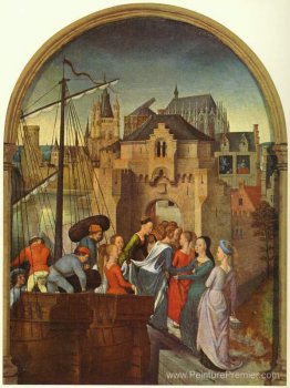 St. Ursula et ses compagnons atterrissant à Cologne, du reliquai