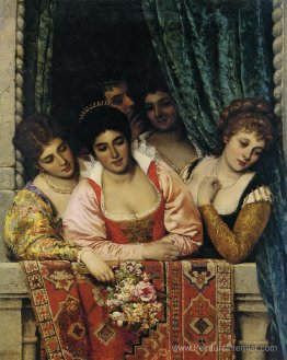 Mesdames sur un balcon