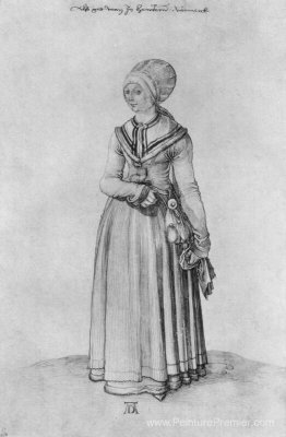 Femme Nuremberg en robe de maison