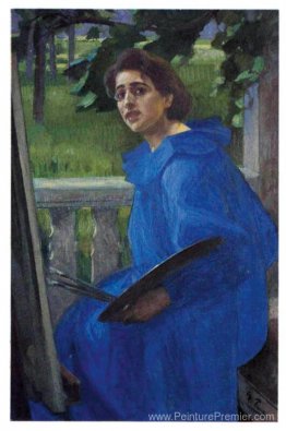 Hanna dans une robe bleue (portrait de la femme de l'artiste)