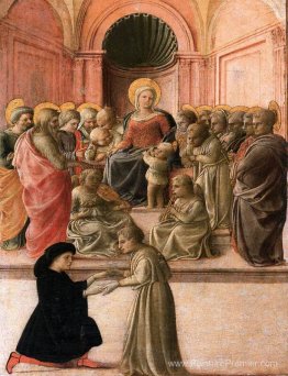 Madonna et enfant avec des saints, des anges et un donneur