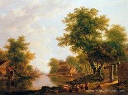 Paysage avec rivière près de Dordrecht