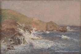 Mer rugueuse sur une côte rocheuse