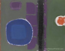 Peinture verte et violette avec disque bleu: mai 1960