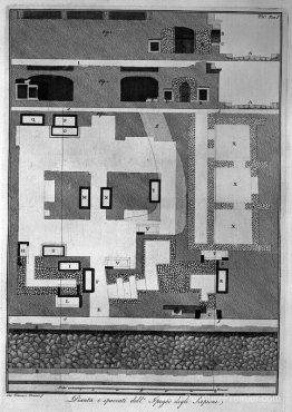 Plan et sections de l'hypogeum des Scipios