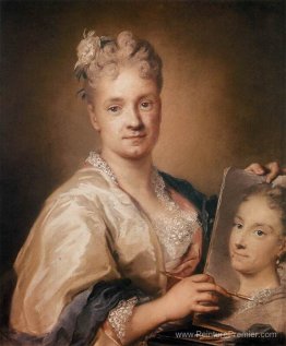 Autoportrait tenant un portrait de sa sœur