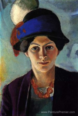 Portrait de la femme de l'artiste avec un chapeau