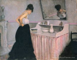 Femme à une coiffeuse