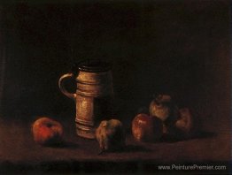 Nature morte avec tasse de bière et fruits