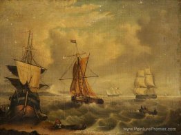 Bateaux de pêche en anglais et français au large de Yarmouth