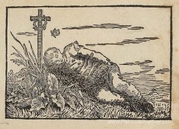 Garçon dormant sur une tombe
