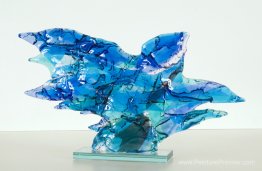 Blue Bird - Art de fusion en verre - sculpture en verre abstrait