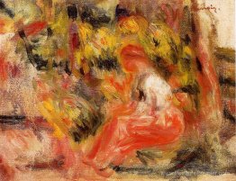 Jeune fille assise dans un jardin