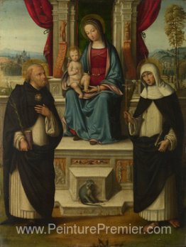 La vierge et l'enfant avec des saints