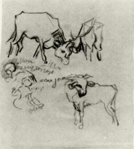 Croquis des vaches et des enfants