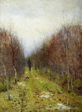 Paysage d'automne avec chasseur