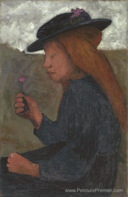 Fille avec chapeau noir