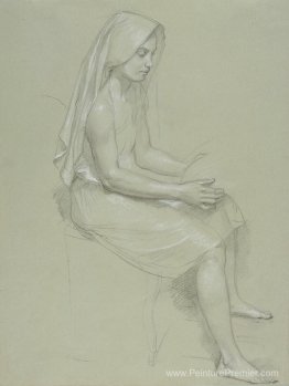 Étude d'une figure féminine voilée assise