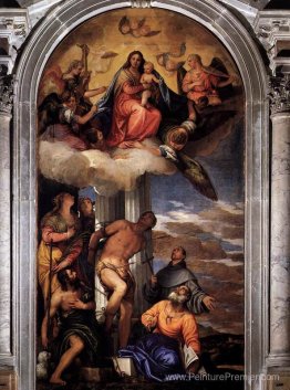 Vierge et enfant avec des saints