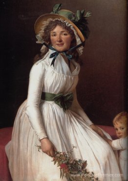 Madame Pierre Seriziat (née Emilie Peoul) avec son fils, Emile