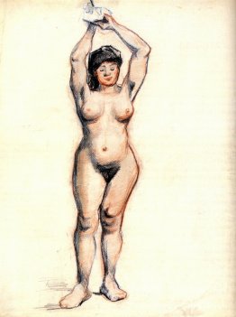 Femme debout nue vue de l'avant