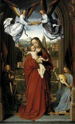 Vierge et enfant avec quatre anges