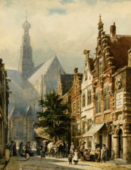 De nombreuses figures dans les rues de Haarlem