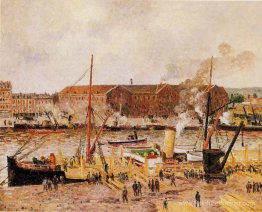 Déchargement du bois à Rouen