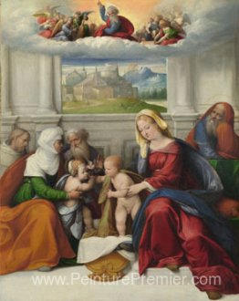 La Sainte Famille avec des saints