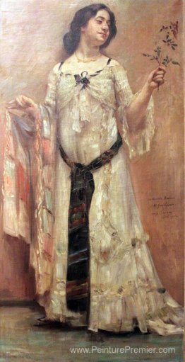 Portrait de Charlotte Berend en robe blanche