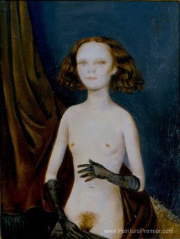 Fille nue avec des gants