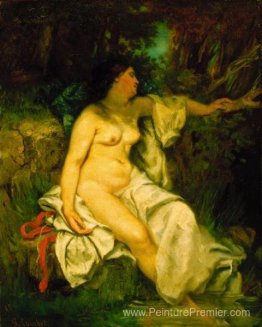 Bather dormant par un ruisseau