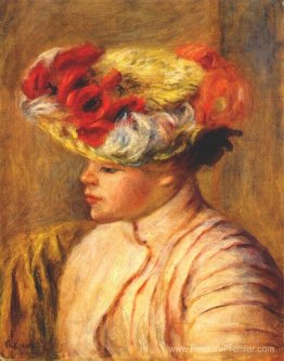 Jeune femme dans un chapeau à fleurs