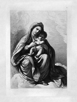 La Vierge et l'enfant assis sur les nuages ​​de la bénédiction,