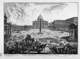 Vue du porche de la basilique insigne du Vatican et de la Piazza