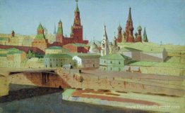 Vue du pont de Moskvoretsky, du Kremlin et de la cathédrale de P