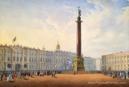 Vue sur la place du palais et le palais d'hiver à Saint-Pétersbo