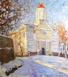 Paysage d'hiver avec une église