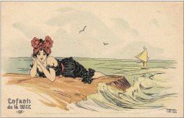 Garçons et filles en mer