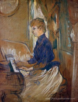 Au piano Madame Juliette Pascal dans le salon du château de Malr