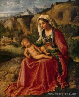 Madonna et enfant dans un paysage