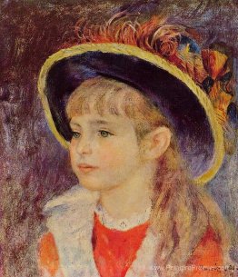 Jeune fille dans un chapeau bleu