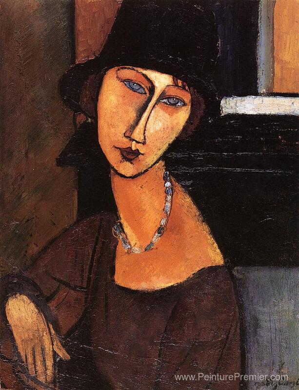 Jeanne Hebuterne avec chapeau et collier