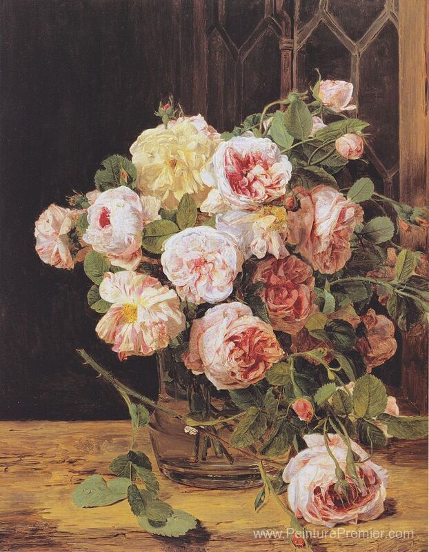 Bouquet de roses à la fenêtre