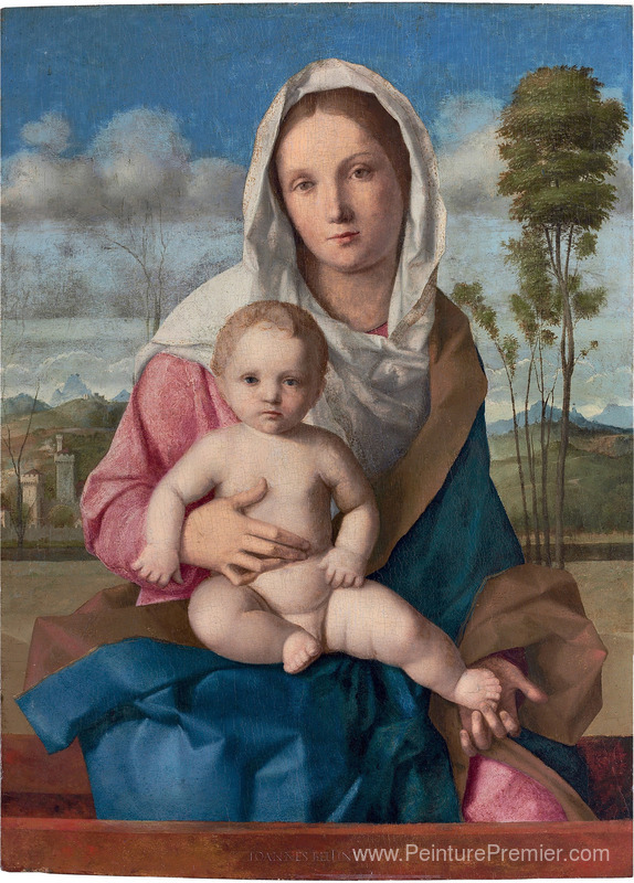 Madonna et enfant dans un paysage