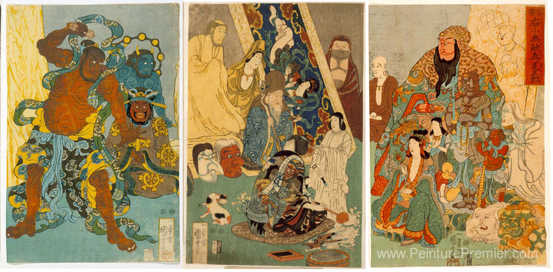 Reproductions tableaux faite à la main de Le célèbre Hidari Jingoro inégalé  par Utagawa Kuniyoshi à vendre.