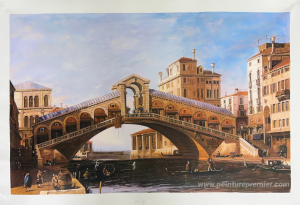 Capriccio du pont Rialto avec le lagon au-delà